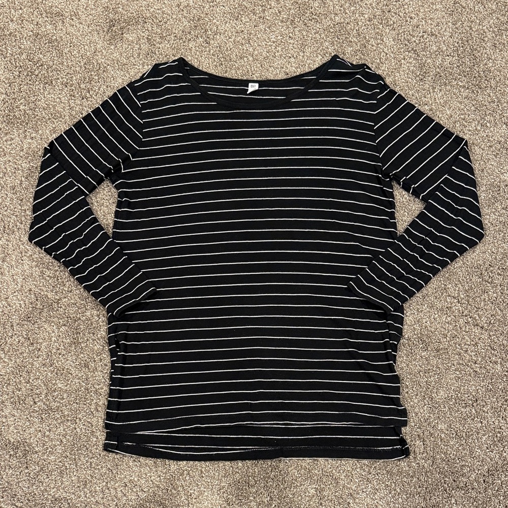 BP - Striped Lightweight Tunic Long Sleeve Tee, size XXS